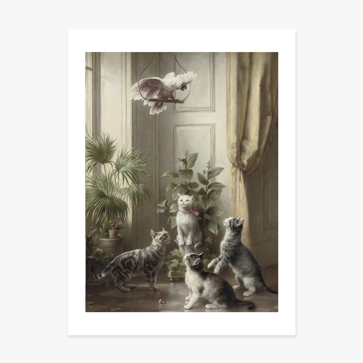 Plakat von Carl Reichert, „Katzen und Kakadu“, 1898