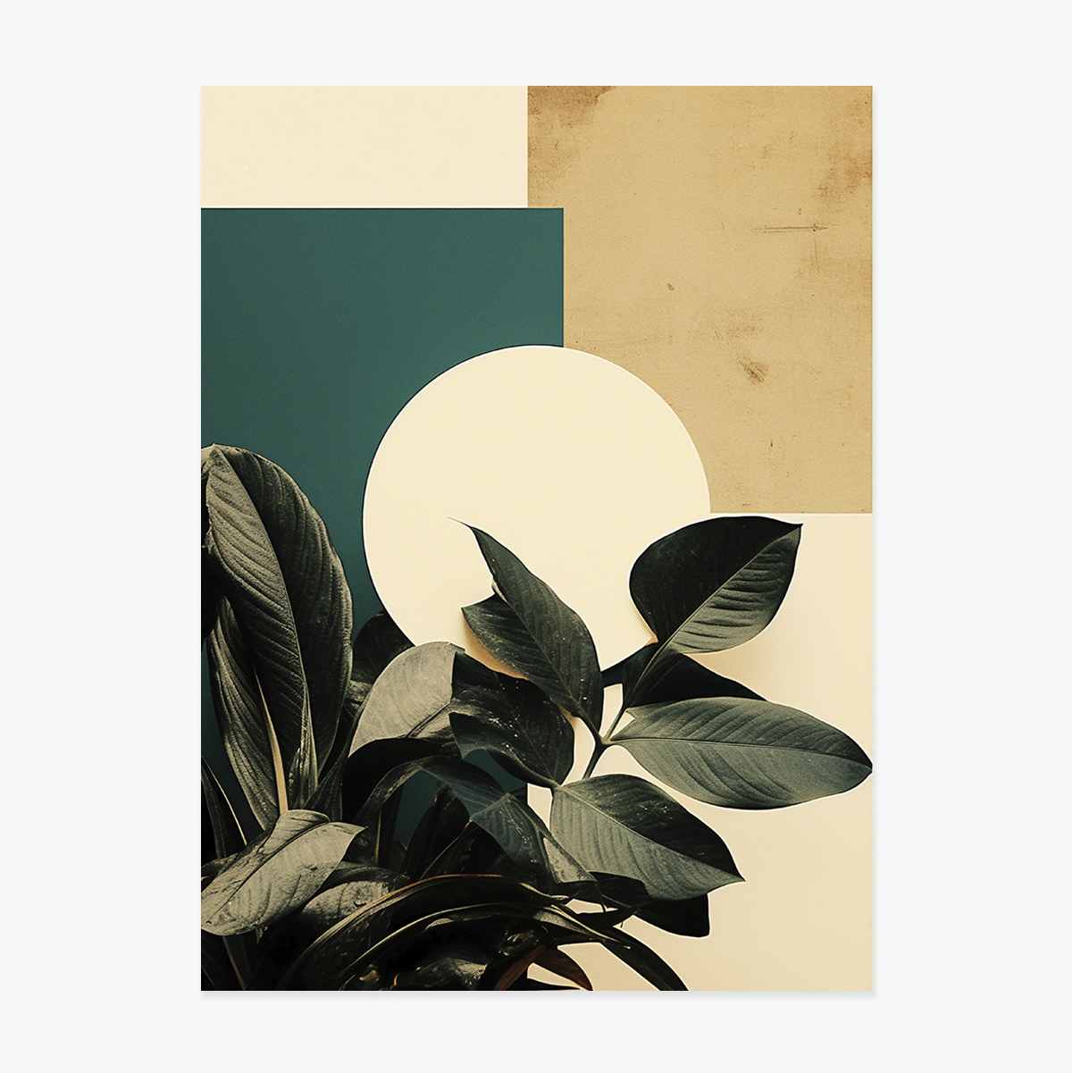 Poster „Blätter und geometrische Formen“