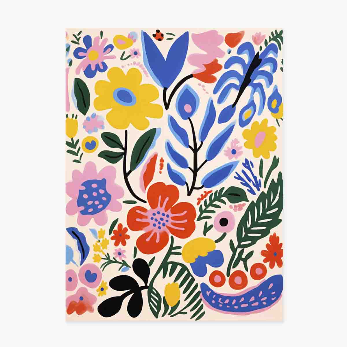 Poster mit Illustration von bunten Blumen, gezeichnet 3