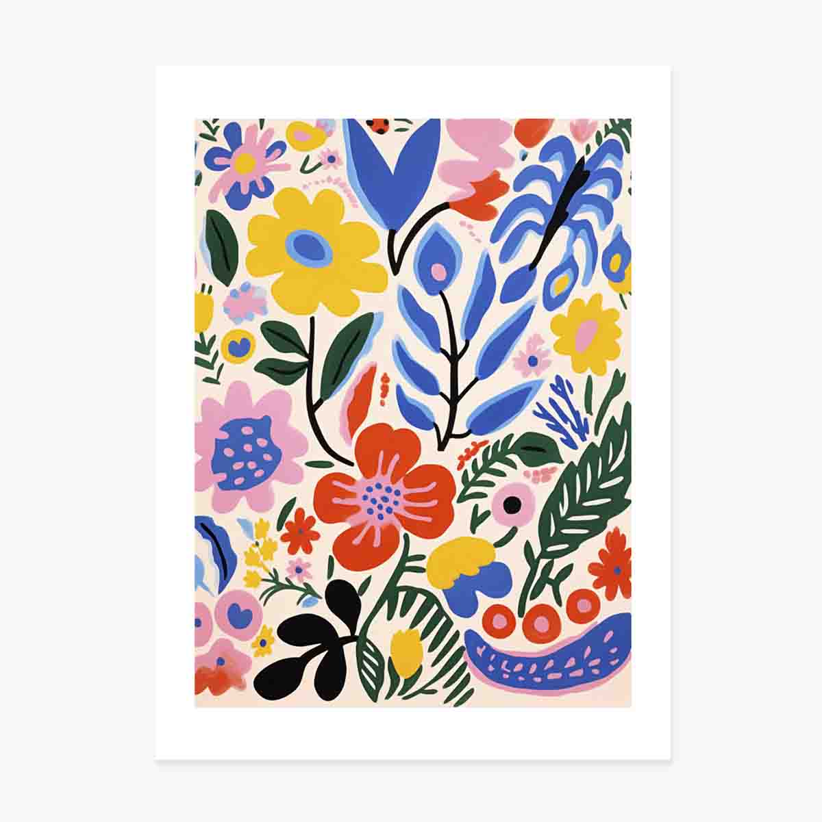 Poster mit Illustration von bunten Blumen, gezeichnet 3