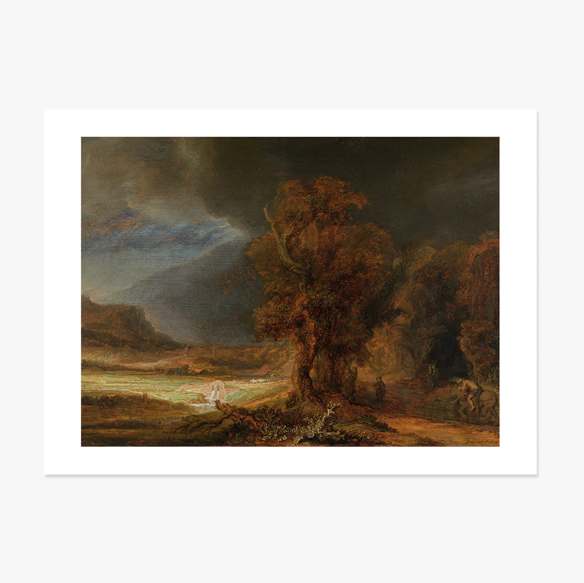 Poster im Querformat – Rembrandt van Rijn – Landschaft mit dem barmherzigen Samariter, 1638