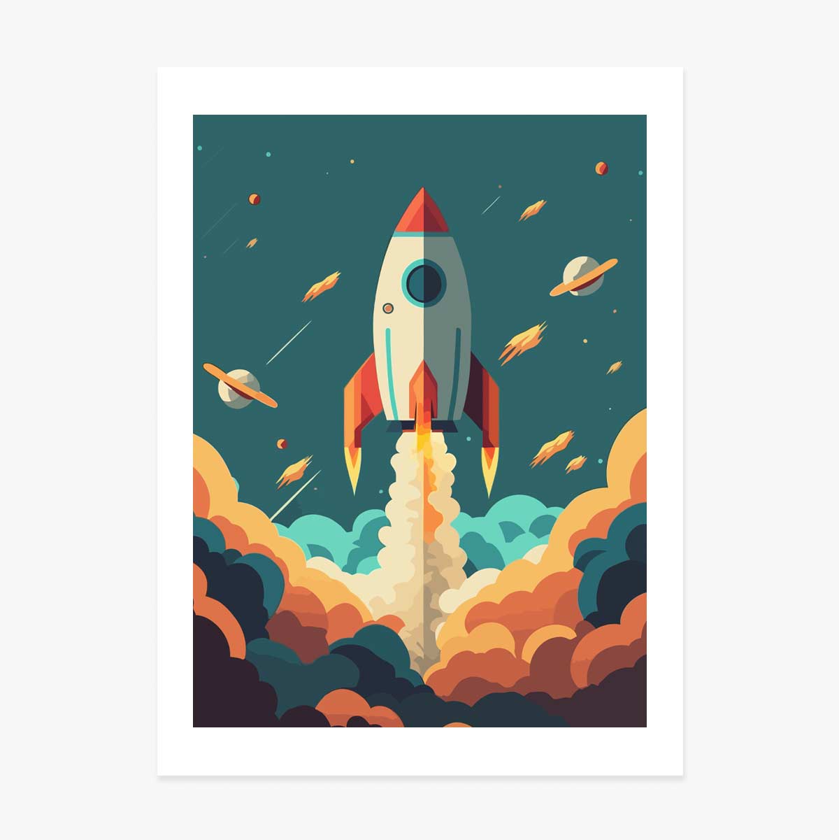 Poster „Rakete im Weltraum“